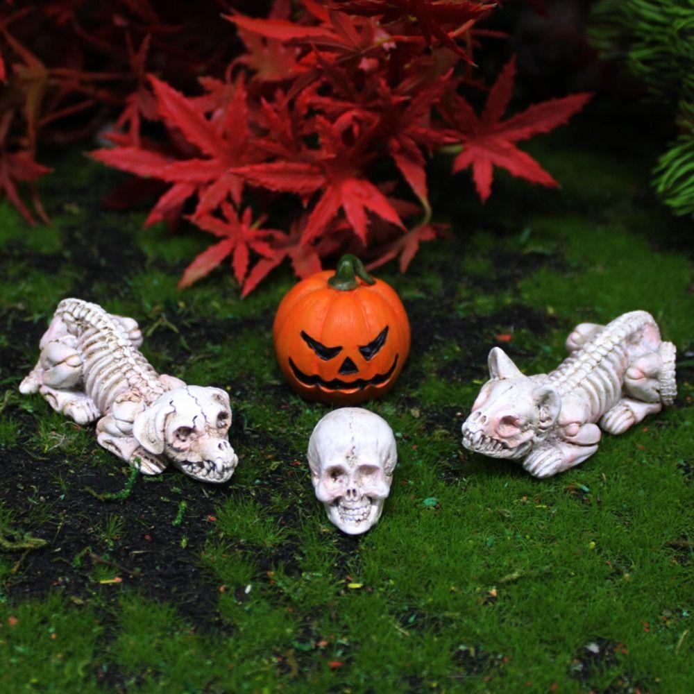

Resin Craft Halloween Skeleton Figurine Skeleton Dog Skull Mini Pumpkin Ornament Ghost Festival