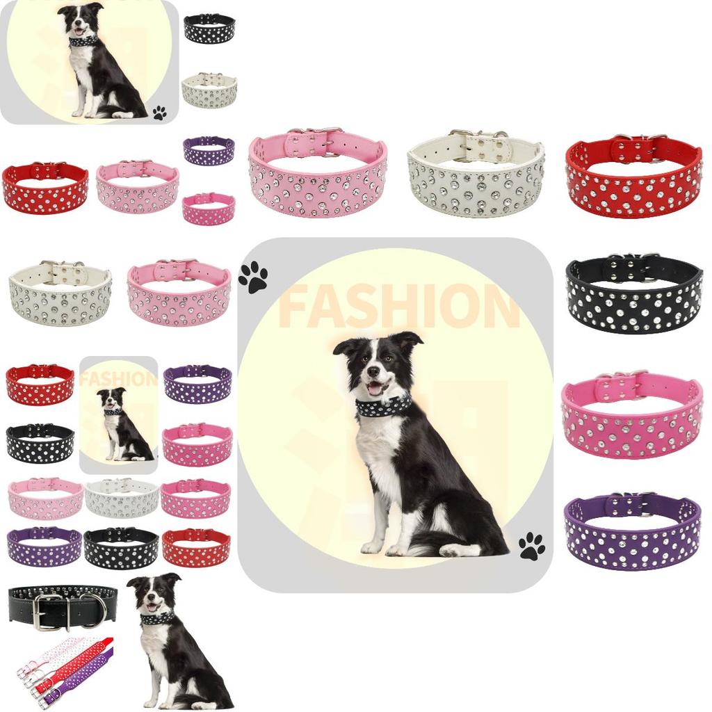 Stylish And Adjustable Pet Collar Necklace With Mushroom Rivets Pu Material