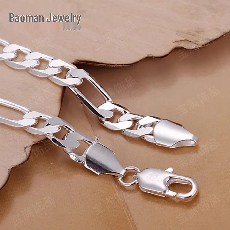 Modna bransoletka unisex trzy w jednym o prostej osobowości, platerowana srebrem próby 925