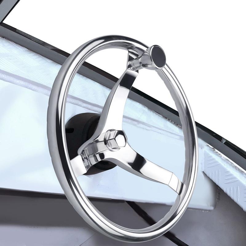 Premium Stainless Steel Marine Steering Wheel, Heavy-Duty Yacht & Sea Fishing Universal Boat Helm Wheel