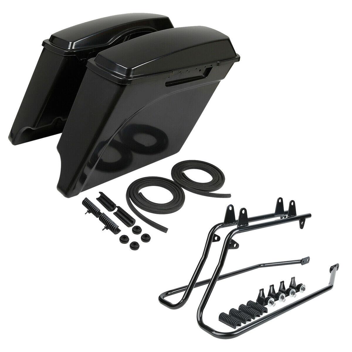 Motorcycle 5 Extended Stretched Hard SaddleBags Conversion Brackets For Harley Softail Fatboy 1984-2017