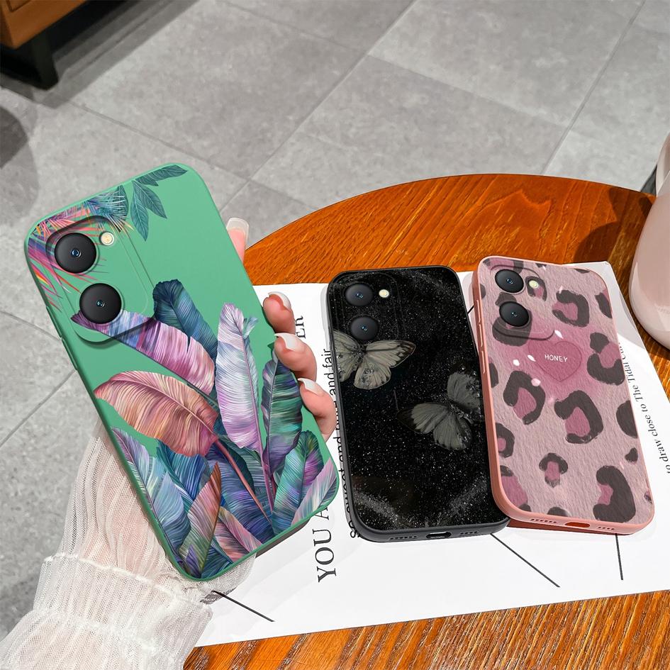 Cover Custodia Antiurto Per Vivo Y03 Y17S Y19S Y27 Y28 Y36 Y38 Y78 Plus T3 T3X 4G 5G Motivo Floreale Piccolo Silicone Morbido Protezione Fotocamera Per Vivo Capas