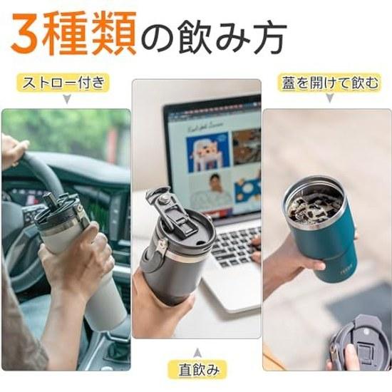 TYESO tumbler straw 750ml coffee water bottle thermos heat retention cold kettle handle vacuum insulation double wall wide mouth large capacity direct