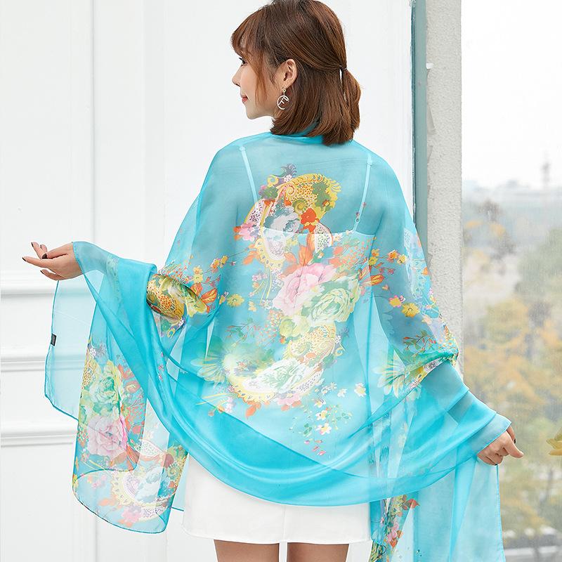 გაზაფხული/ზაფხული ახალი ქალის აბრეშუმის შარფი 90 * 90 სმ სიმულირებული აბრეშუმის ტილო კვადრატული შარფი მოდური პრინტიანი დიდი კვადრატული შარფი პროფესიონალური შარფი