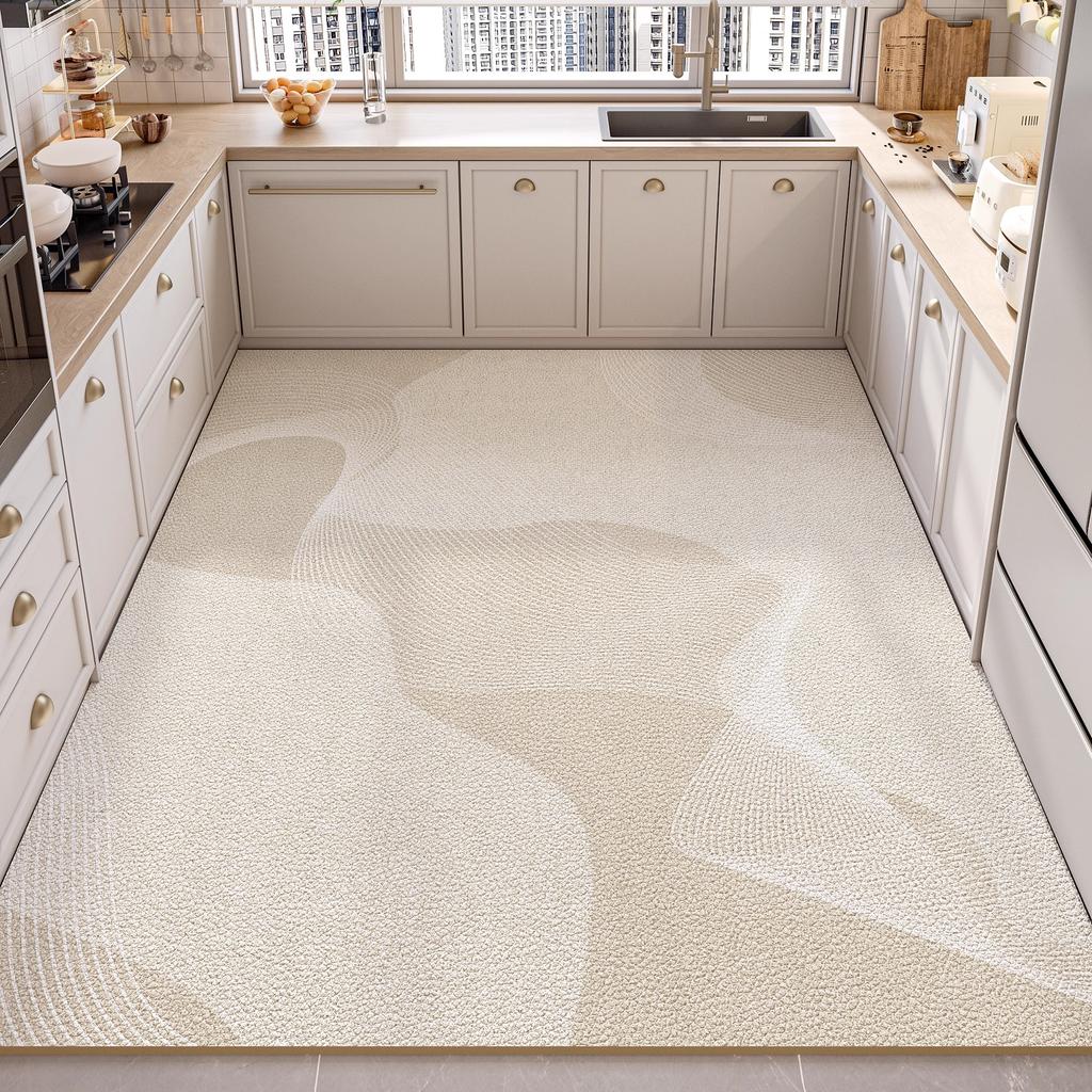 Large PVC Kitchen Floor Mat Non Slip Oil Proof Easy Clean Leather Rug For Balcony