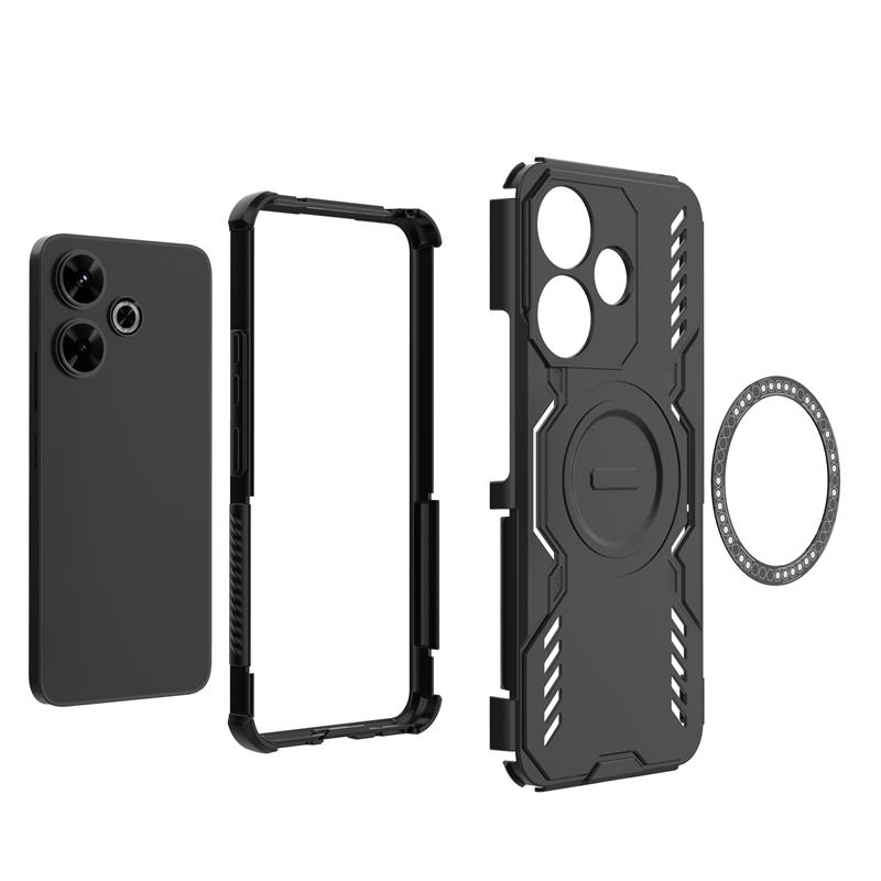 For Xiaomi Poco M6 Case For Poco M6 4G Shockproof Anti-knock Magnetic Adsorption Wireless Charge Back Cover For Poco M6 Case