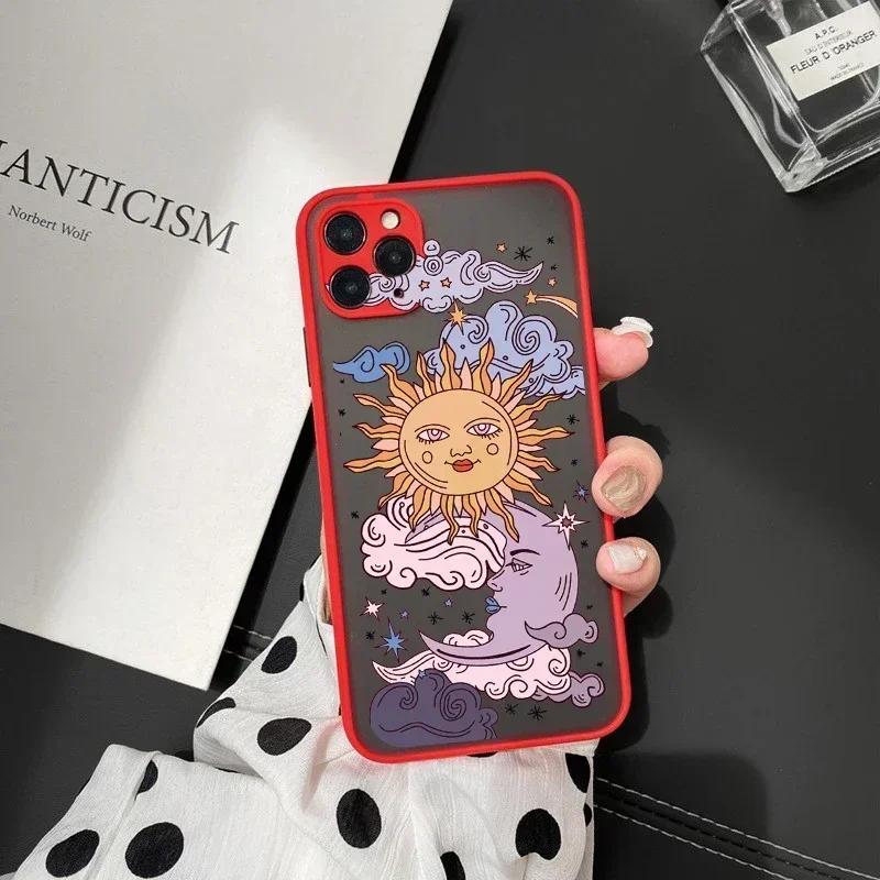 JAMULAR Funny Sun Moon Face Shockproof Phone Case For iPhone 17 16 15 14 13 12 11 Pro Max 7 Plus Mini 17E Matte Candy Back Cover