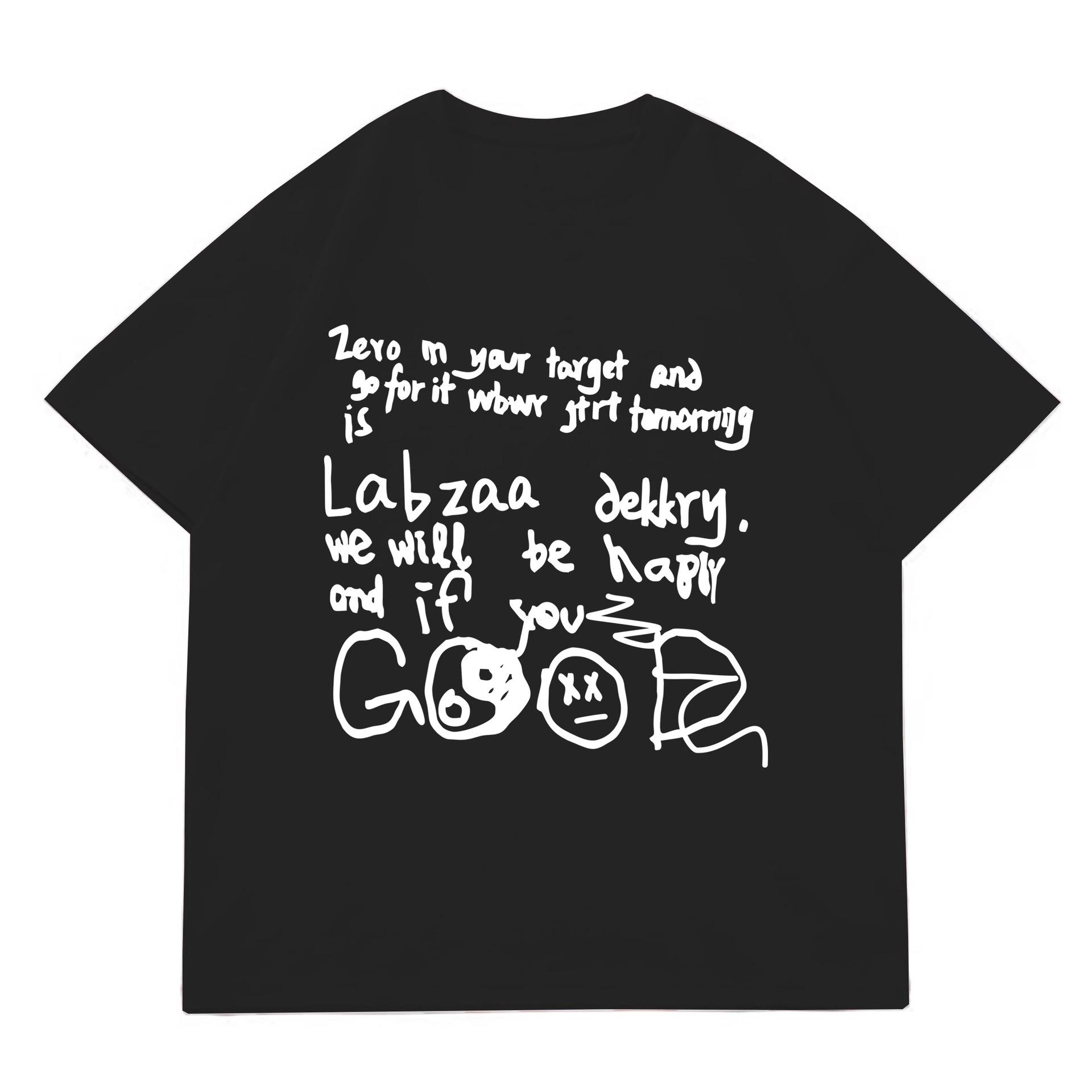 

Женская футболка свободного кроя из хлопка в стиле ретро 2025 года: Модный, свободный крой, короткий рукав XL (116-130 lbs) чёрный