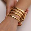 Women's Simple Smooth Stainless Steel Cuff Bracelets, 3/4/5/6mm Wide Open Bangles Gold Plated, Little Luxury Classic Jewelry
