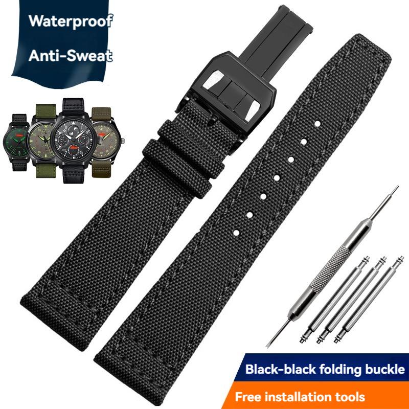 Nylon Canvas Watch Strap for IWC Pilots Portugal Portofino Fabric Cowhide Bottom Watch Chain Men Women Watchband 20mm 21mm 22mm