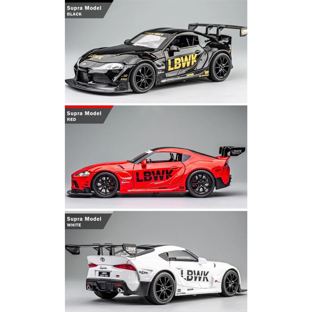 1/22 Scale Toyota Supra Alloy Racing Car Model Diecast Sound & Light Toy Modle Home Interior Decoration Children Birthday Gift