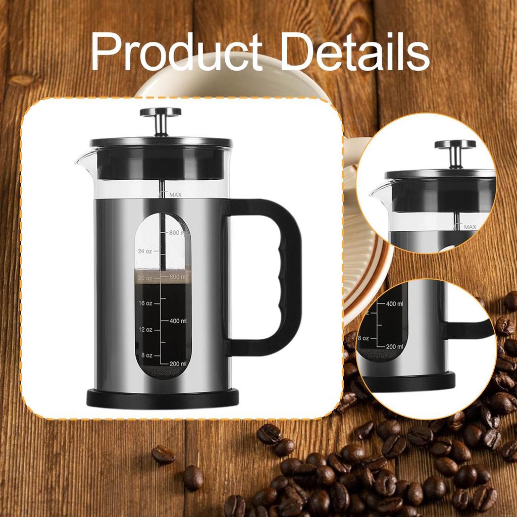 1000ml French Maker for Coffee, Kitchen, Camping, Home Or Office