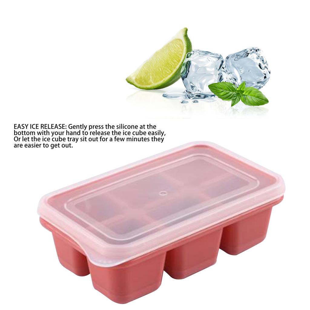 Trays Multipurpose 6 Grids Reusable Leakage Proof Easy Release Soft Bottom Silicone   Molds with Removable Lid