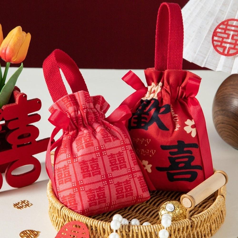 Blessing Words Chinese Wedding Candy Bag Cloth New Year Money Bag  Lady Girls Women