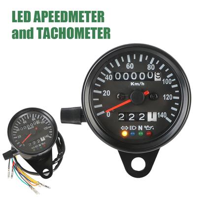 12V Kilometerzähleranzeige Hintergrundbeleuchtung Indikator Motorrad Tacho mit LED-Signalleuchte für Cafe Racer Motorrad Universal