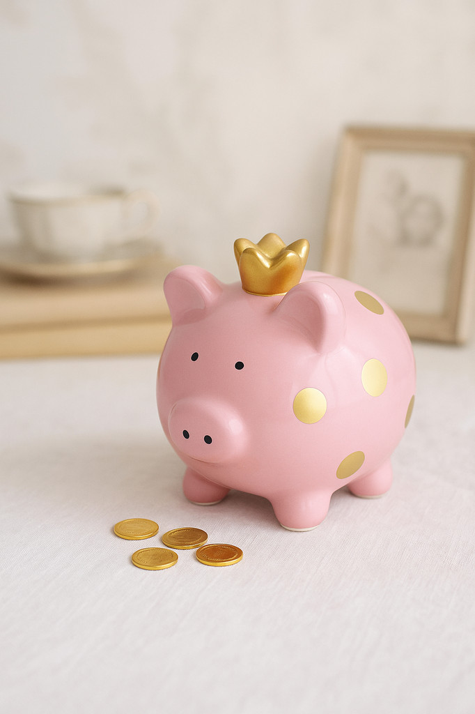 Tooarts Crown Skarbonka Ceramiczna Skarbonka Cartoon Spotted Pig Wyposażenie domu Rzemiosło Rodzina