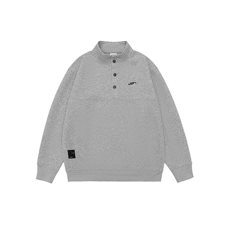 Autumn Heavy Half-Open Polo Neck Sweater Men'S American Trendy Brand Embroidered Outer Wear Long-Sleeved Loose Pullover Casual Jacket