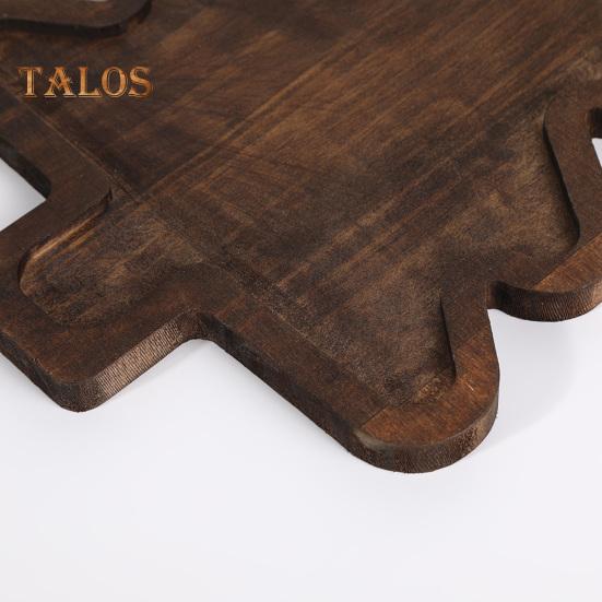 Christmas Wood Dinner Plate Set Festive Wooden Serving Trays for Xmas Snacks Cheese Fruit Holiday Party Food Tray Gift for Family Friends Teachers