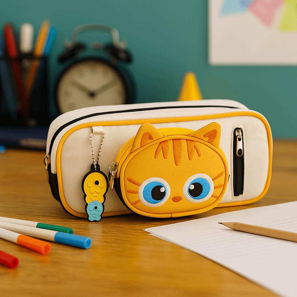 Cartoon Pencil Case Portable Pen Box Stylish Accessory 3D Cat Pen Bag  Office
