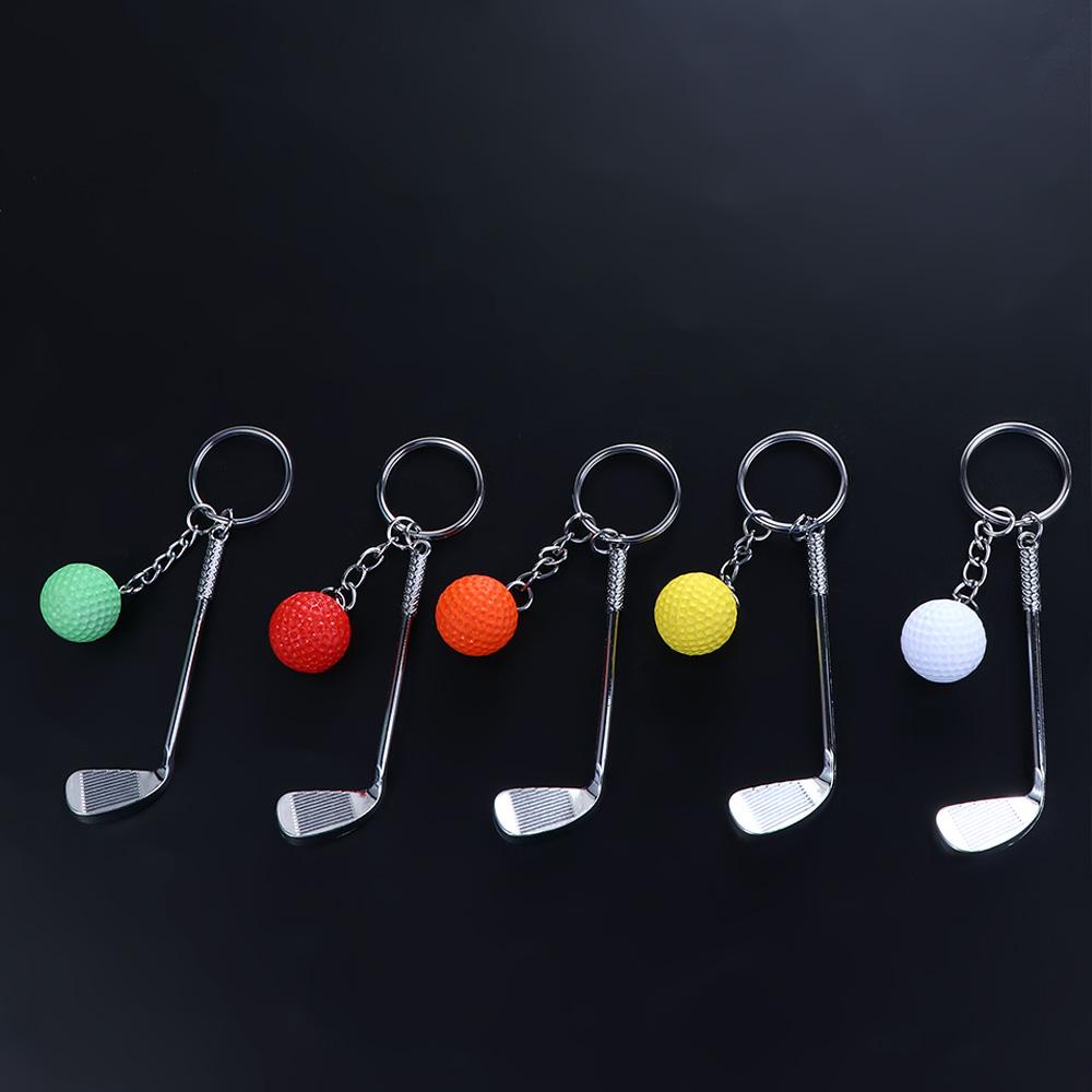 Key Chain Bag Charms Souvenir Ball Metal Keychain Mini Golf Racket Ball Pendant Golf Ball Key Chain