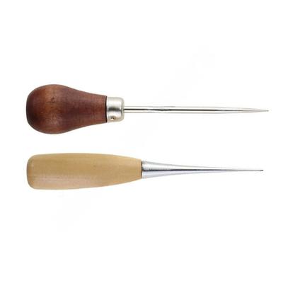 Wood Handle Awl Tool for DIY Crafting Leatherworking Sewing and Woodworking Projects with Durable Sharp Steel Needle Point and Ergonomic Wooden Grip