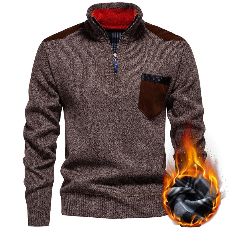 2025 Men Autumn Winter Warm High Neck Sweater Korean Casual Pullover Solid Color Slim Fit Jacket Men Knitted Hig-hquality Fashion Top