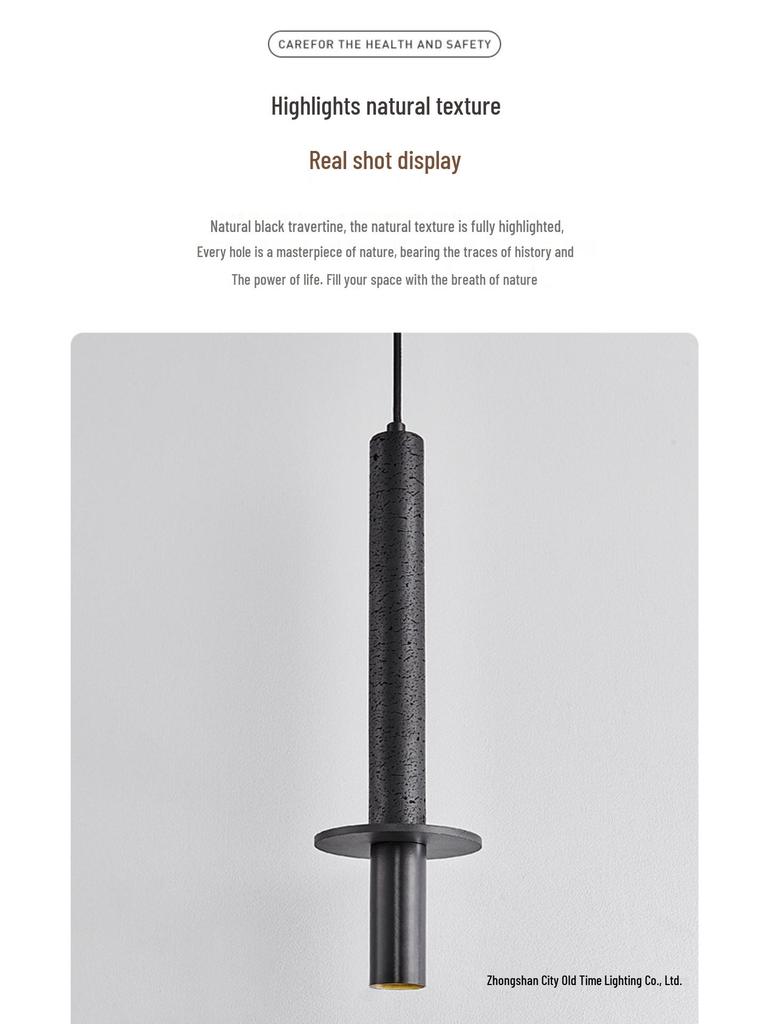 Black Hole Stone Mid-Century Minimalist Pendant Light for Bedroom, Dining Room, or Bar