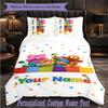 Personalized 3Pcs Bedding SetPocoyó Custom Text Duvet Cover Pillowcase Set Bedroom Gift