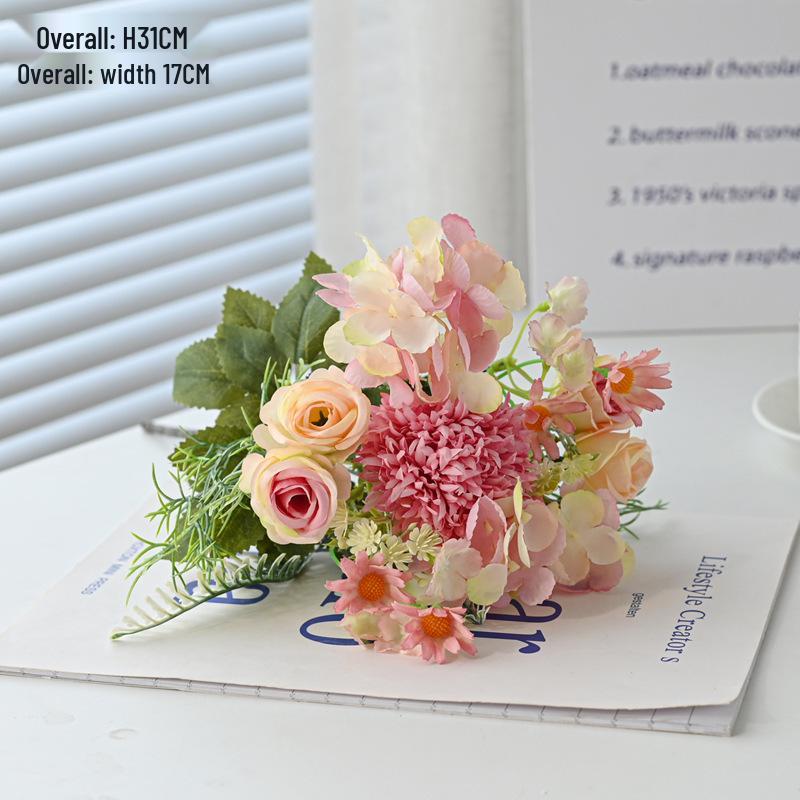 Rose Peony Bouquet: 7-Piece Artificial Floral Arrangement for Weddings & Home Decor