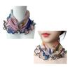 2Pcs Women Faux Silk Scarf Printing Faux Pearl Decor Lace Trim Lightweight Scarf Hand