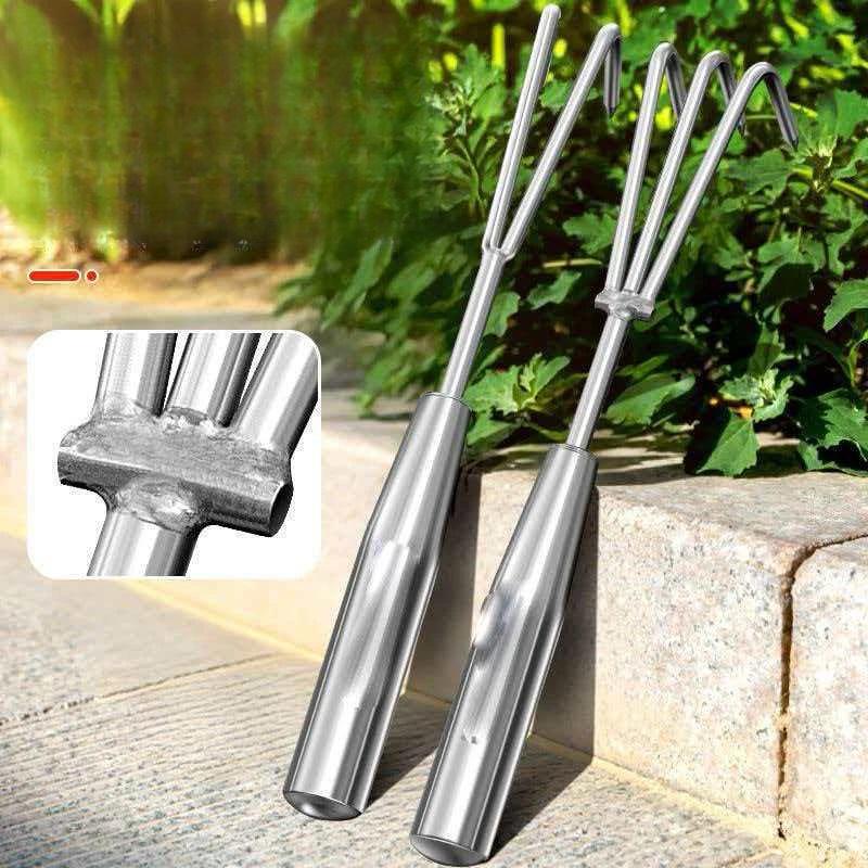 Stainless Steel Small Rake: Easy-to-Use, Thickened Handle, Multi-Claw Tool for Beachcombing & Gardening