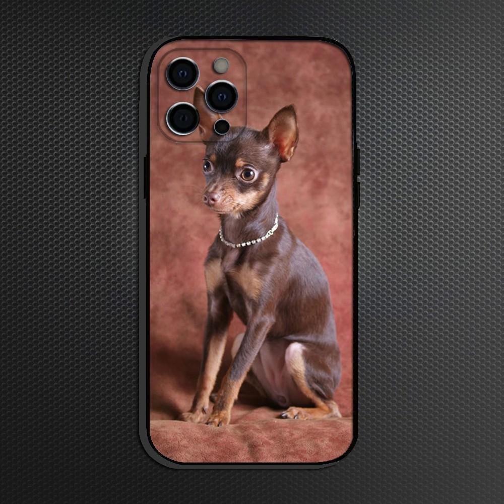 

Cute Russkiy Toy Terrier Phone Case For iPhone 16,15,14,13,12,11 Plus,Pro Max, Soft Silicone Black Cover iPhone12PRO
