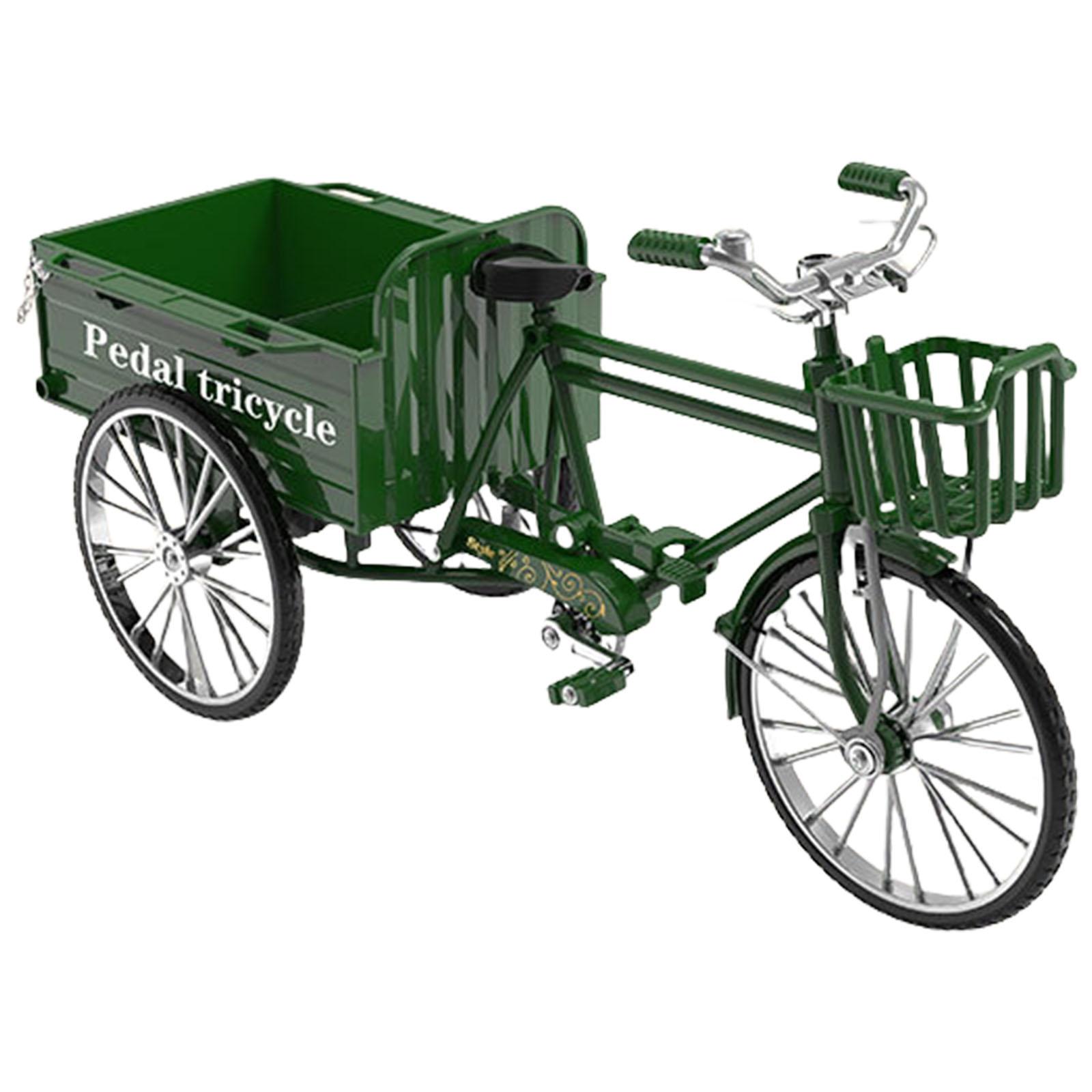 

Ретро металлический трехколесный грузовик с бортовой платформой, ностальгическая игрушка-трицикл для украшения домашнего офиса с функцией переноски T1