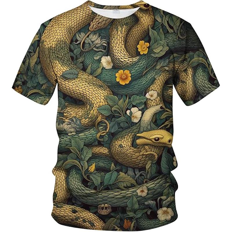 Summer Women's T-shirt Snake 3D Pattern Print Outdoor Female Casual Round Neck Short Sleeve T Shirts Oversize Clothing