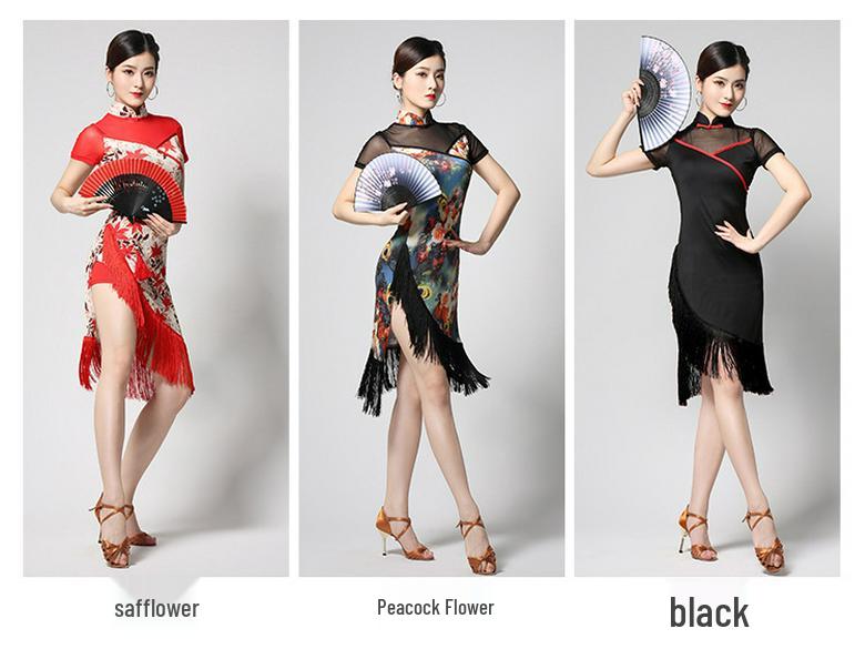 Women's Latin Dance Fringe Dress for Professional Competition and Performance