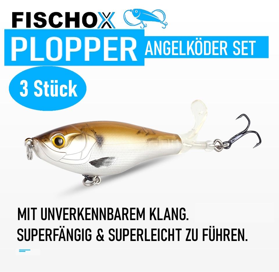 FISCHOX Fish Bait Propeller Top Bait Plopper Pike Perch Zander Trout 3-pack