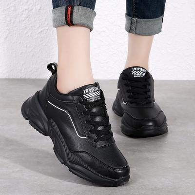Scarpe da ginnastica da papà con plateau oversize, scarpe da ginnastica in pelle, suole morbide, scarpe da corsa casual, scarpe da donna rialzate