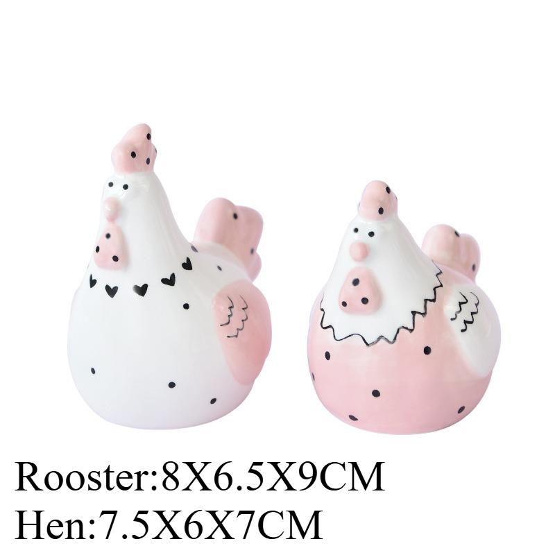 Nordic Creative Rooster Hen Seasoning Bottle Set Korean Cartoon Chicken Ceramic Salt Pepper Shaker Salt Box Kitchen Decoration