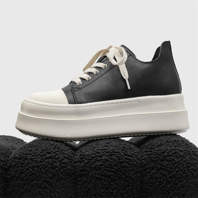 FDCP Marke Europäische und amerikanische trendige Schuhe Schnür-Freizeit-Board-Schuhe dicke Sohle, dieser große fette Schuh hat eine innere Höhenerhöhung von G008 schwarz -J