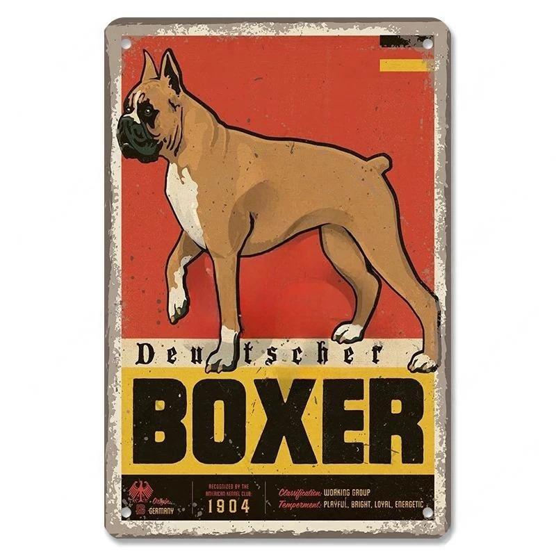 Pôster Vintage Cachorros Fofos de Estimação Placas de Metal de Estanho Dachshund Bulldog Placa de Metal Para Jardim Cafeteria Cozinha Decoração de Arte de Parede para Casa