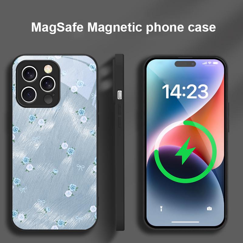 Gradient Yellow Rose For iPhone 17 Pro Max 16 E 15 14 13 Plus 12 mini 11 17 Air XR Xs Max 7 Plus Magsafe Glass Phone Case