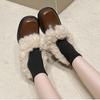 Women's Furry Lambwool Mary Jane Shoes Autumn Winter Keep Warm Plush Women's Thick Heel Shoes  Elegant Square Toe Leather Shoes