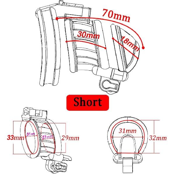 Male Chastity Device Kit with Penis Belt Cock Ring Cages Virginity Key and Lock Included,Short