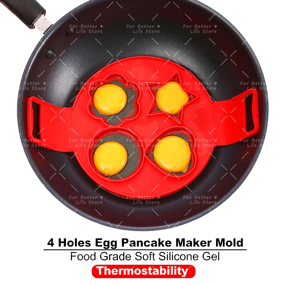 1Pc 6 Style Egg Pancake Ring Food Grade Soft Silicone Gel Molds For Kitchen  Cooking and Baking Tools Washable And Reusable