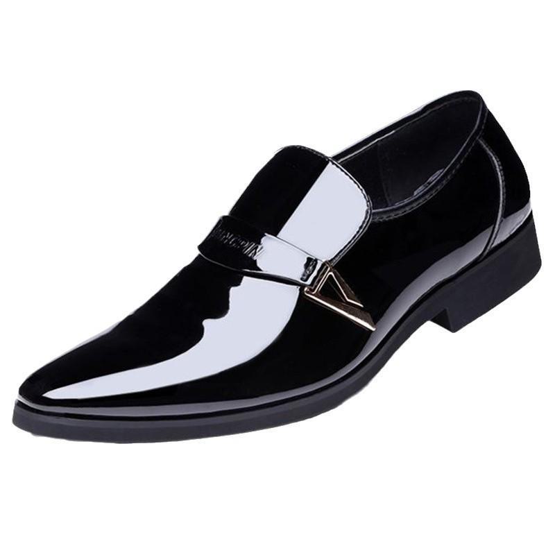 Jianda 2268 Glänzende spitze Herrenschuhe aus formellem Leder zum Hineinschlüpfen für Business oder Hochzeit