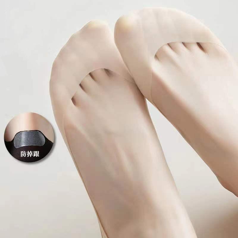 1/3/5 Pairs Summer Invisible Silicone Anti-slip Socks No Show Ultra-thin Breathable Sock Solid Color Ice Silk Low Cut Boat Socks