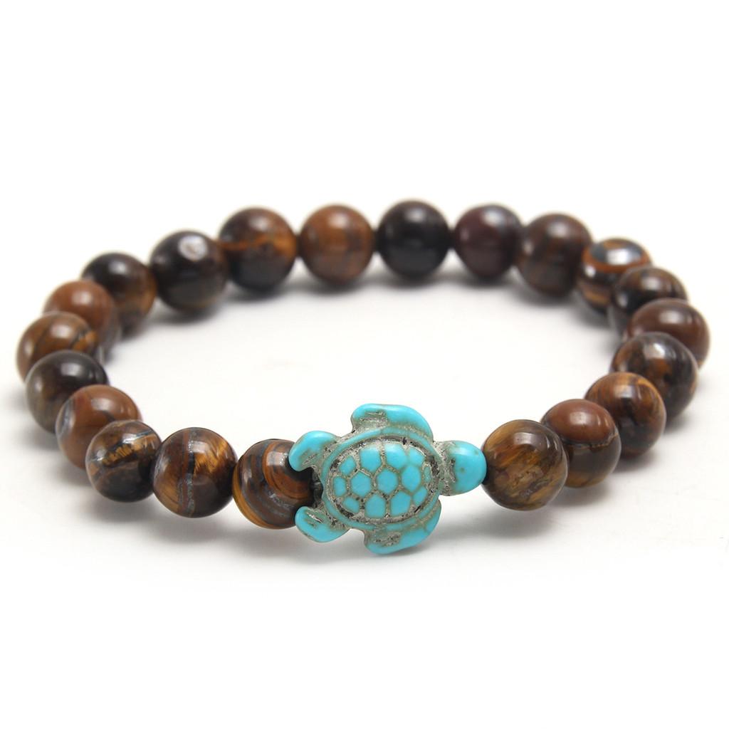 Geometric Turquoise And Lava Stone Beaded Bracelets For Men Women Gift