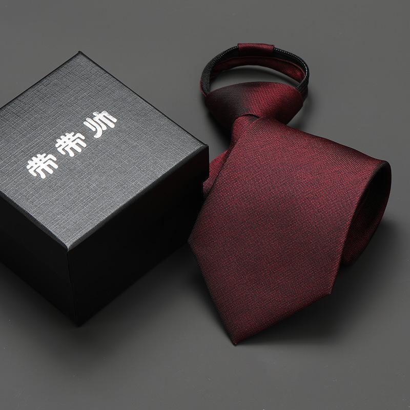 Groom'S Wedding Men'S And Women'S Business Ties, Formal Wear, Black Zipper-Style Korean Version, Narrow Lazy Man, No Stripes, Suit And Tie