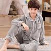 Kids Flannel Pajamas Set Boys Girls Warm Long Sleeve Top And Pants Sleepwear Winter Home Nightwear