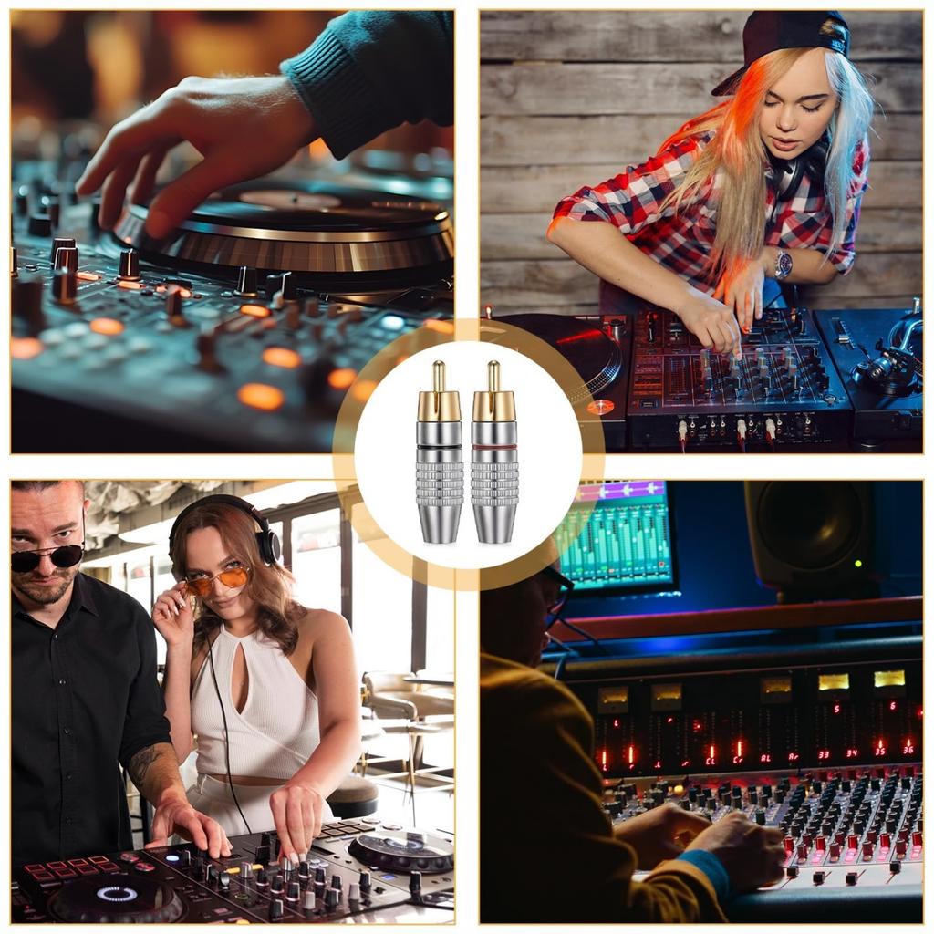 10Pcs RCA Male Plug Solder Gold Audio Video Cable Adapter Connector for Receiver Amplifiers and Sound Systems